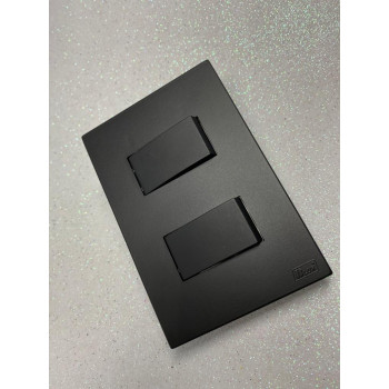 Conjunto Interruptor Duplo Paralelo 4x2 - RECTA PRETO BLACK SATIN FOSCO
